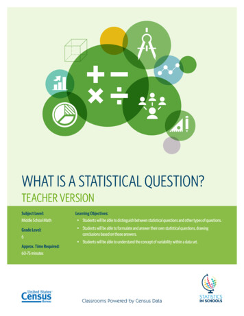 What Is A Statistical Question? (Teacher Version)