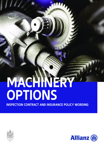 Machinery Options Policy Wording - Allianz Insurance