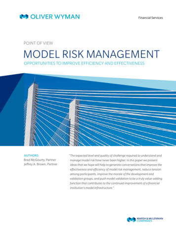 MODEL RISK MANAGEMENT - Oliver Wyman