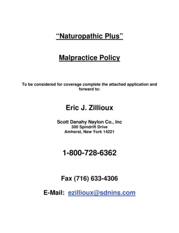 “Naturopathic Plus” Malpractice Policy