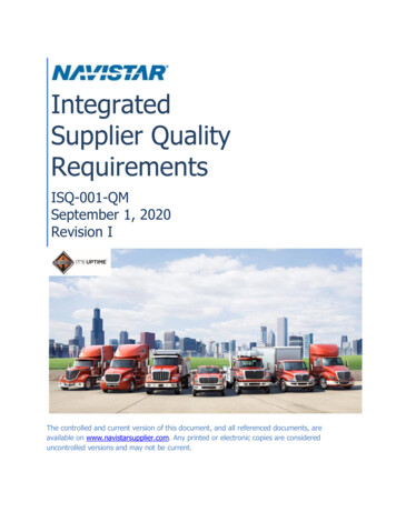 Integrated Supplier Quality Requirements