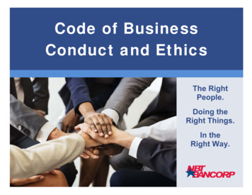 NBT Code Of Business Conduct And Ethics 1-26-17