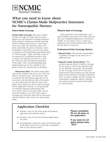 NCMIC ND Malpractice Application - NCMIC Insurance