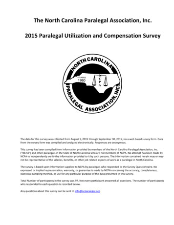 The North Carolina Paralegal Association, Inc. 2015 .