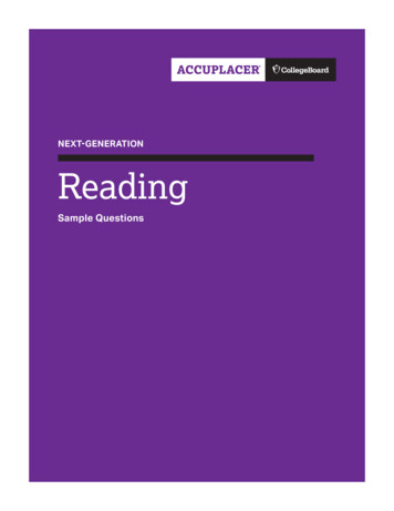 Reading - ACCUPLACER College Board