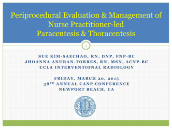 Periprocedural Evaluation & Management Of Nurse .