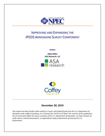 Improving And Expanding The IPEDS Admissions Survey 