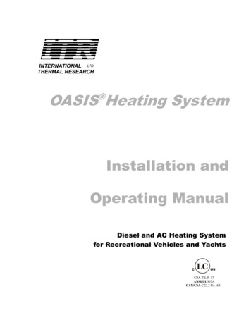 OASIS Heating System Installation And Operating Manual
