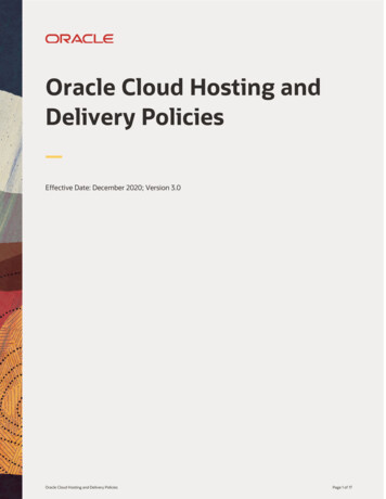 Oracle Hosting And Delivery Policies