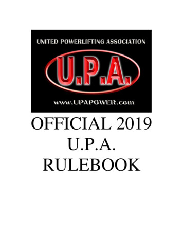 OFFICIAL 2019 U.P.A. RULEBOOK - UPA Events - UPA .