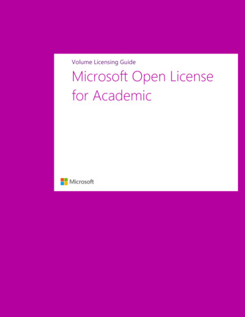 Volume Licensing Guide Microsoft Open License For Academic