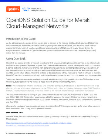 OpenDNS Solution Guide For Meraki Cloud-Managed Networks