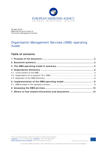 Organisation Management Services OMS Operating Model