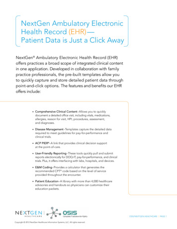NextGen Ambulatory Electronic Health Record (EHR .