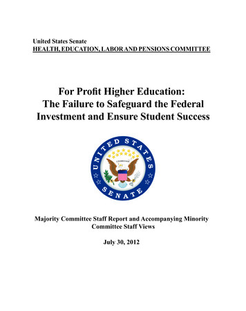 For Proﬁ T Higher Education: The Failure To Safeguard The .