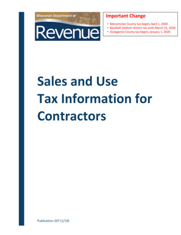 Sales And Use Tax Information For Contractors