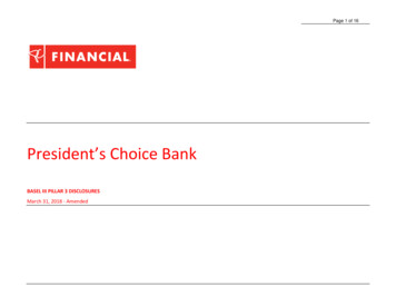 Basel III Pillar 3 Disclosures President’s Choice Bank .