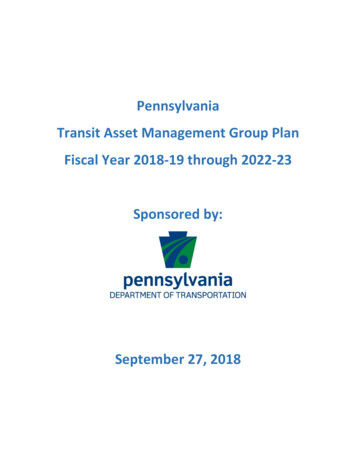 Pennsylvania Transit Asset Management Group Plan Fiscal .