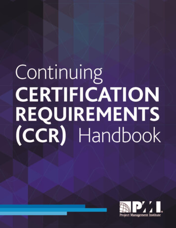 Continuing Certification Requirements Handbook CCR
