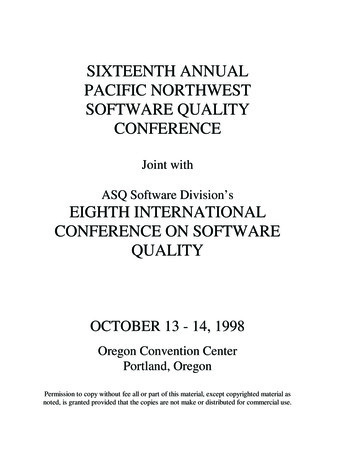 SIXTEENTH ANNUAL PACIFIC NORTHWEST SOFTWARE 