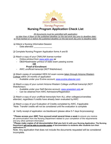 Nursing Program Application Check List