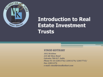 Introduction To Real Estate Investment Trusts
