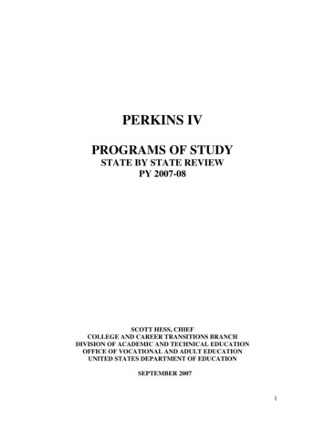 Perkins IV Programs Of Study: State By State Review, PY .