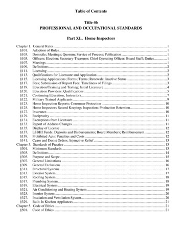 Table Of Contents Title 46 PROFESSIONAL AND 