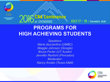 PROGRAMS FOR HIGH ACHIEVING STUDENTS