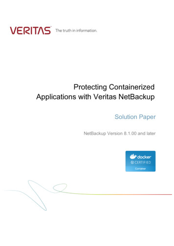 Protecting Containerized Applications With Veritas NetBackup