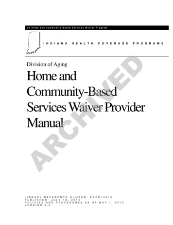 Provider HCBS Waiver Provider Manual - CICOA