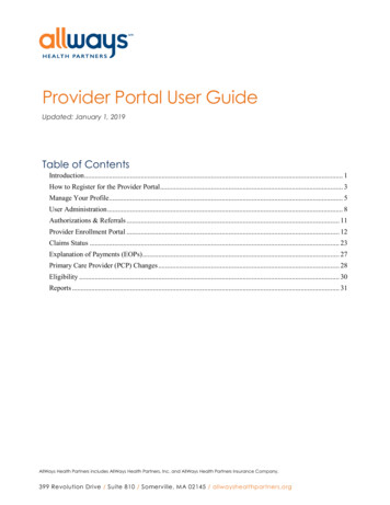 Provider Portal User Guide - AllWays Health Partners