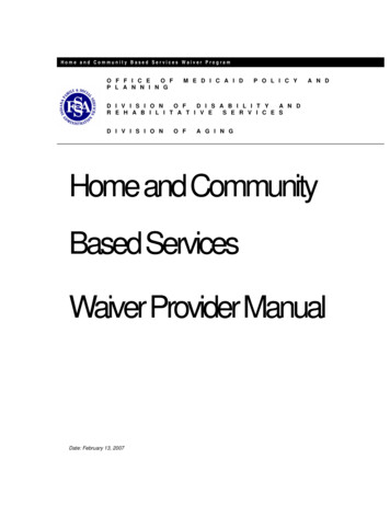 Home And Community Based Services Waiver Provider 