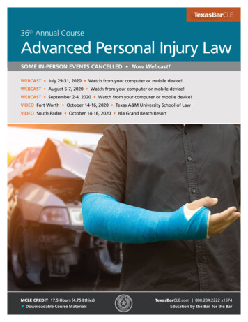 Annual Course Advanced Personal Injury Law