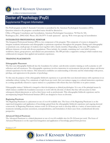 Doctor Of Psychology (PsyD) - John F. Kennedy University