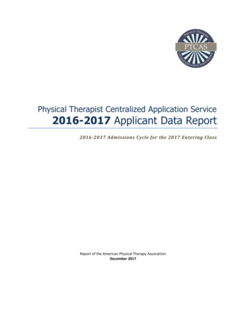 PTCAS Applicant Data Report - James Madison University - JMU