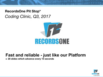 RecordsOne Pit Stop* Coding Clinic, Q3, 2017