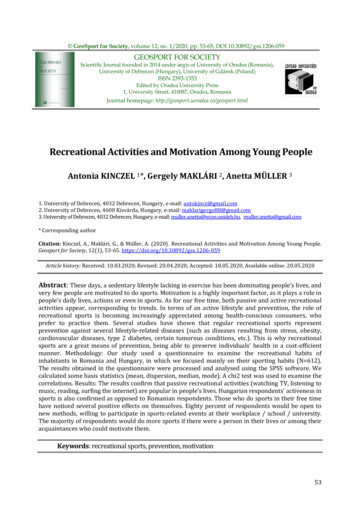 Recreational Activities And Motivation Among Young People