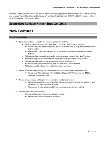 Release Version: 06262011.13.MR SecureNet Release Notes