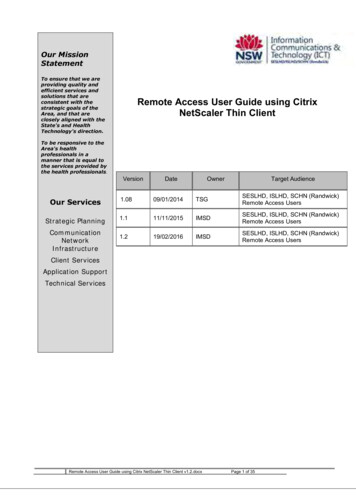 Remote Access User Guide Using Citrix NetScaler Thin Client