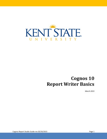 Cognos 10 Report Writer Basics - Kent State University