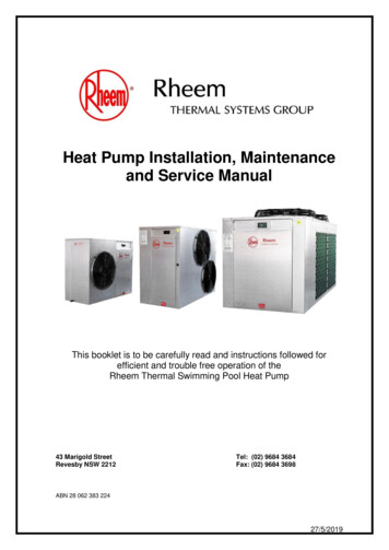 Heat Pump Installation, Maintenance And Service Manual