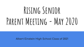 Rising Senior Parent Meeting - May 2020