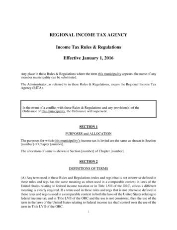 REGIONAL INCOME TAX AGENCY Income Tax Rules & 