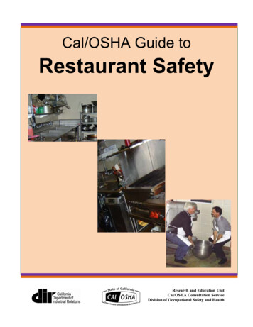 Cal/OSHA Guide To Restaurant Safety