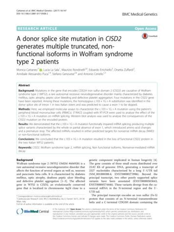 A Donor Splice Site Mutation In CISD2 Generates Multiple .