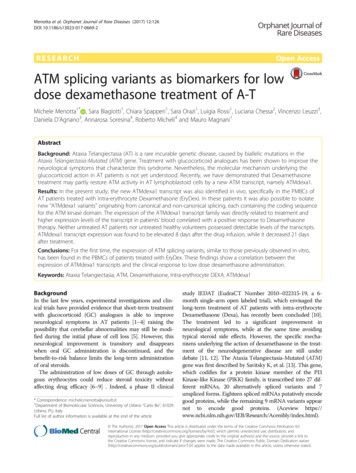 ATM Splicing Variants As Biomarkers For Low Dose .