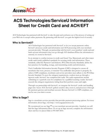 ACS Technologies/ServiceU Information Sheet For Credit .
