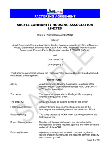 Sample Factoring Agreement - ACHA