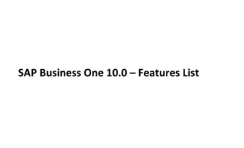 SAP Business One 10.0 Features List
